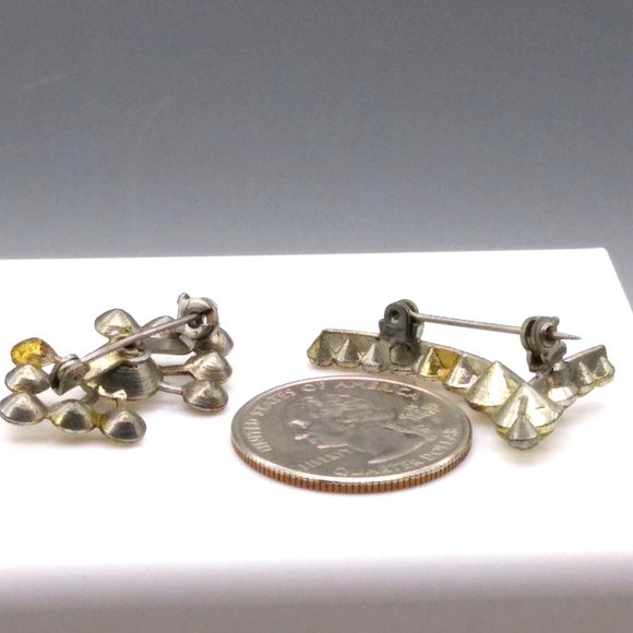 Graceful and Elegant Art Nouveau Brooch Lot, Clear Rhinestones - Picture 4 of 4